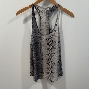Joie Black and Gray Snakeskin Silk Tank Top